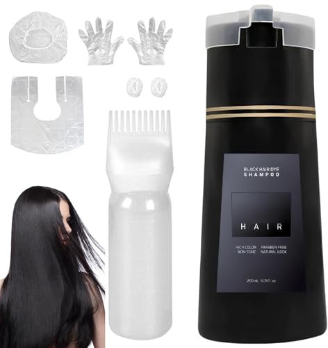 Hair Dye Shampoo, Natural Plant Hair Dye Shampoo, Instant Herbal Long Lasting Coloring For Women & Men (Black)