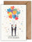 WBdesignz Queer Hochzeit karte mit Umschlag - Geschenkkarte zur Hochzeitsfeier Für immer Glückwunschkarte zur Trauung für Männer Luftballons Konfetti Anzüge Brautpaar Liebe Verlobung (DIN A6)