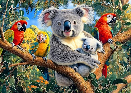 AveJoys Puzzle für Erwachsene 1000 Teile Koala Papagei 70 x 50 cm Puzzles für Erwachsene Pädagogisches Spiel Herausforderung Spielzeug 1000 Teile Puzzles für Erwachsene Kinder