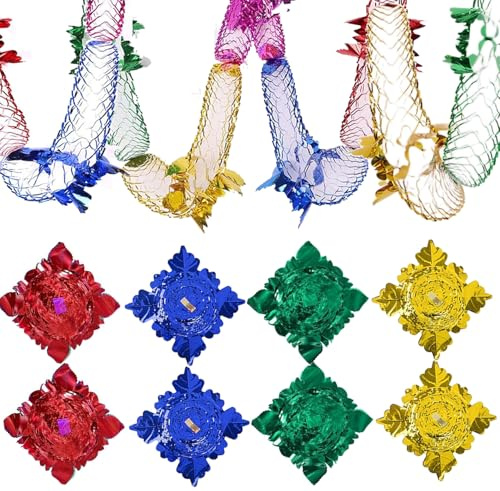 8pcs Weihnachten Hängende Dekorationen, Weihnachten Decke Girlanden, Weihnachten Folien Girlanden, Bunte Girlande, 2.7 m Weihnachten Hängende Dekorationen für Geburtstag Hochzeit Xmas Urlaub Party