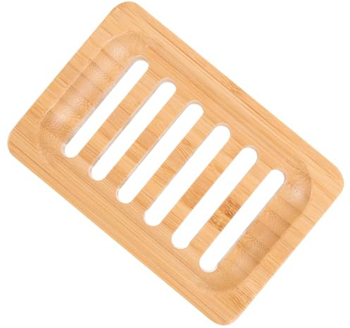 RORPOIR Caja De Jabón De Bambú Bandeja Escurridora para Lavabo Jabonera De Bambú Soporte para Jabón Baño