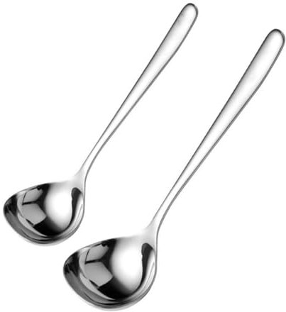 CHILDWEET 2pcs Stainless Steel Soup Ladles Thickened Spoon Metal Non-Spill Design for Hot Buffet Catering Home Party