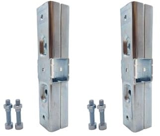 2 Pcs Steel Square Joint Tube Fittings, 3 Way Horizontal Line Joint Pipe Clamps, Joint Link Fence Clamps Connector with Bolts/Nuts for OD 1 or 25MM Square Pipe, Chain Fence Guardrail Rails Clamps