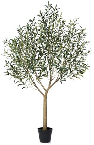 VeriNatural Olivier Artificiel Plante-180 cm Grande Fausse Plante avec Pot Stable, Résistante aux UV- Faux Arbre Décoration pour Intérieur Extérieur Salon Bureau Balcon Jardin,VN157