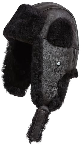 Unisex B3 Russian Ushanka RAF Aviator Shearling Sheepskin Leather Trapper Flying Hat