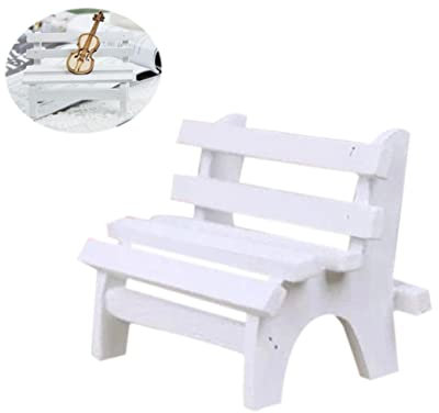DECHOUS Miniatur Gartenbank Holz Weiß Veranda Stuhl Figur Dekoration Für Heim Und Fotorequisiten