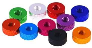 Rändelmuttern, 5 Stücke M2-M6 Aluminium Gerändelt Dünne Daumen Muttern Durchgangsloch Hand Festziehen Mutter(Sky Blue,M2)