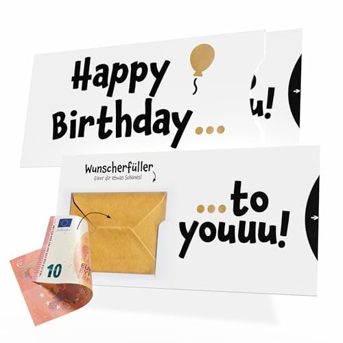 Creatastic - Geburtstagskarte Geldgeschenk mit Hülle, Karte und Kuvert, Geldgeschenke Geburtstag, Wunscherfüller Geldgeschenk, Karte Geburtstag Geld