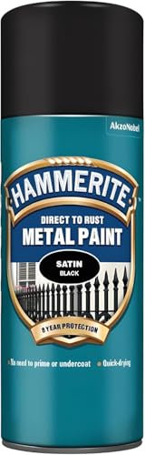 HOCHSTE® Hammerite Metal Paint for Rust, Replaces Primer & Undercoat, Direct Application, Paint Directly on Rust, Portable, Metallic, Ideal for Exterior, (Satin Black), 400 ml