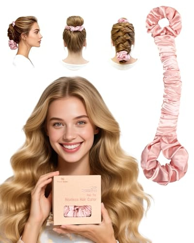 BONNET QUEEN Lockenwickler Über Nacht Für Heatless Curls Natürliche Locken Ohne Hitze Einfach Über Nacht Stylen Mit Verstellbarem Haargummi für Perfekte Haarwellen am Morgen,Cream Pink