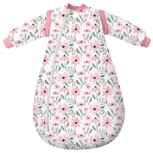 Yoofoss Baby Sleeping Bag 3.5 TOG - 0-6 Months Winter Sleeping Bag Baby with Removable Long Sleeves 100% Organic Cotton Sleep Sack Newborn Infant Toddler