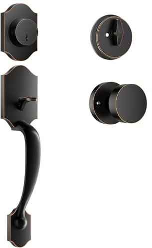 SEVEKO Haustürgriff-Set, Türgriff-Set (Knauf + Riegel, ölgeriebene Bronze)