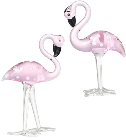 TOYANDONA Kristallflamingo Figur 2 Stück Aus Robustem Glas Mit Sockel Realistische Deko Für Wohnzimmer Tisch Und Garten Langlebiges Rosa Flamingo Ornament