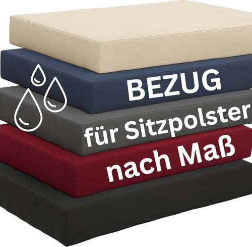 TexDeko® Polsterbezug wasserabweisend nach Maß ● Überzug (ohne Füllung) UV-beständig Sitzkissen Camping In- & Outdoor zum Austausch ● individuelle Maße wählbar (Sitzpolster-Bezug)