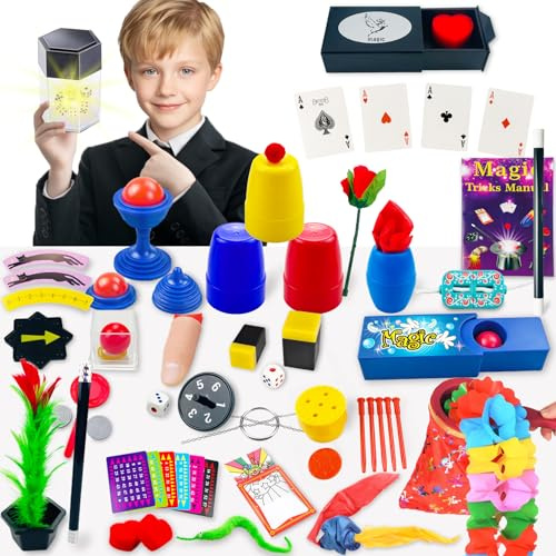 Mekkyes Juego de Magia - 70+ Trucos de Magia para Niños Juegos Infantiles con Varita Mágica, fomenta la motricidad Fina Infantil.