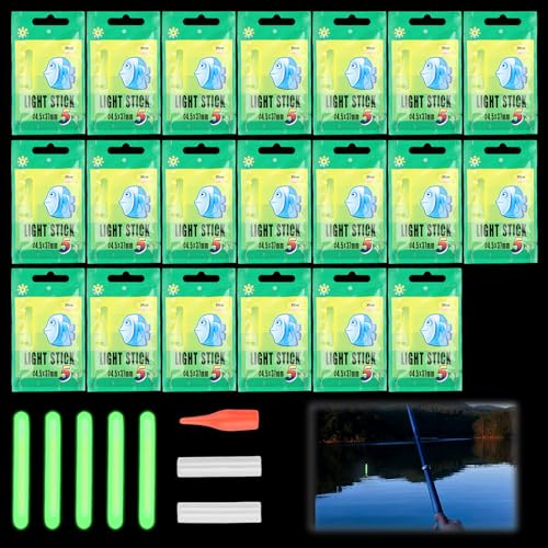 100 Stück Knicklichter Angeln, 4,5x37mm Leuchtstäbe für Angelrute, 30m Nachtangeln Nachtlicht Angeln Knicklichter Glow Sticks Nachtangeln für Nachtfischen, Stangen, Rutenspitzen, Schwimmer