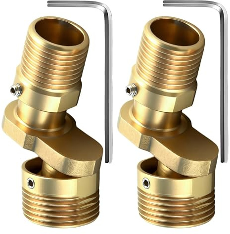 PHMING 2 Pièces Adaptateurs de Robinet de Douche en S, Rotation à 360° | 1/2 à 3/4, Robinet de Douche Réglable en Cuivre, Raccord Excentré Mitigeur, pour Salle de Bain, Cuisine
