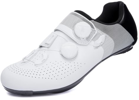 FOTGROY Mens Road Bike Cycling Shoes Women Compatible with KEO Pedal Compatible Installation SPD-SL/Peloton Cleats White/Size UK 10