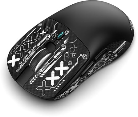 Denash T68 3-Modus-Kabelmaus, 2,4 G, Kabellose BT5.1-Gaming-Maus mit 6 Einstellbaren Geschwindigkeiten, 300 IPS, 35 G Beschleunigung für Mittlere Bis Große Hände (Black)