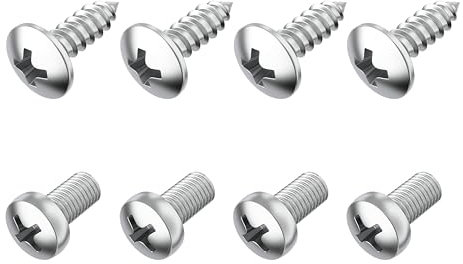 PRIME AVE Stainless Steel License Plate Screws for License Plates, Frames, Covers - Durable & Rust Proof Licence Plate Screw Set for Front/Rear - Compatible with Audi (Pack of 8)