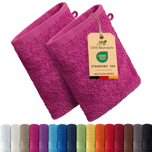 AR Line Arizona 2er Set Waschhandschuh 15x21 cm – 100% Baumwolle, 500 g/m², weich & saugstark, in Farbe: Pink