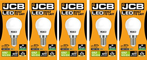 JCB 6w LED E14 Golf Ball Bulbs Small Edison Screw, 40w Incandescent Bulb Equivalent, 470lm, Warm White 3000k, Non Dimmable, LED Small Edison Screw Golf Ball Light Bulbs, 220-240v. Pack of 5 Units