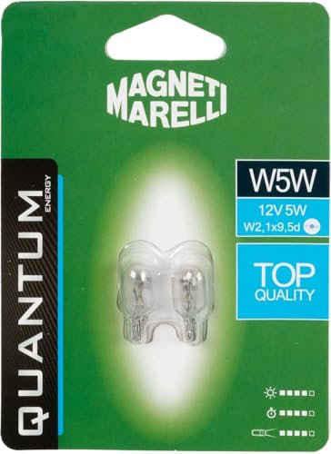 MAGNETI MARELLI 070.0000009488 W5W Paar Auto Lampe Glas 12V 5W Sockel W2,1X9,5d