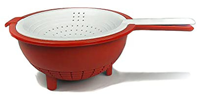 TUPPERWARE Küchenhelfer Saladin Rot-Weiß Multi-Sieb Mit Abtropfsieb 30933