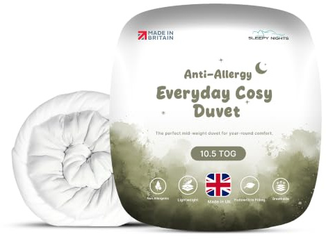 SleepyNights Super King Duvet 10.5 Tog - All Year Round Breathable Quilt for Summer, Autumn & Winter, Anti-Allergy & Hypoallergenic Hollowfibre Filling, Soft & Cosy, Non-Allergenic (260x 220cm)