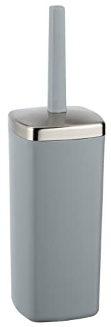 WENKO WC-Garnitur Barcelona Grau - WC-Bürstenhalter, absolut bruchsicher, Kunststoff (TPE), 9.6 x 36.5 x 9.6 cm, Grau, 36.5 x 9.6 x 9.6 cm