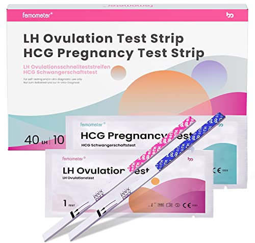 Femometer Test Ovulations 40 + Test de Grossesse Précoce 10 Urinaire pour Fertilité Femme, Résultats Précis Vous Aide A Concevoir