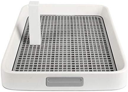 Inodoro para perros Caja de arena para mascotas, Bandeja de entrenamiento portátil para perros, Entrenador de inodoro con poste, Bandeja para orinal para mascotas, Plástico, Mediano, Gris / Rosa / V
