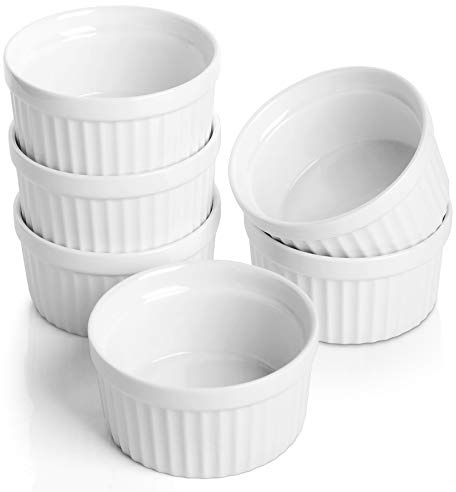 Samsle Ceramic Ramekins 4 oz Oven Safe, Set of 6, White