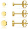 3Paires Boucles d’Oreilles Femmes Hommes Unisexe Boucles d’Oreilles Argent 925 Argent Sterling Puce d’Oreille rond plat Clou d’Oreilles Cartilage Bijoux Cadeau Anniversaire (2mm / 3mm / 4mm, Or Jaune)