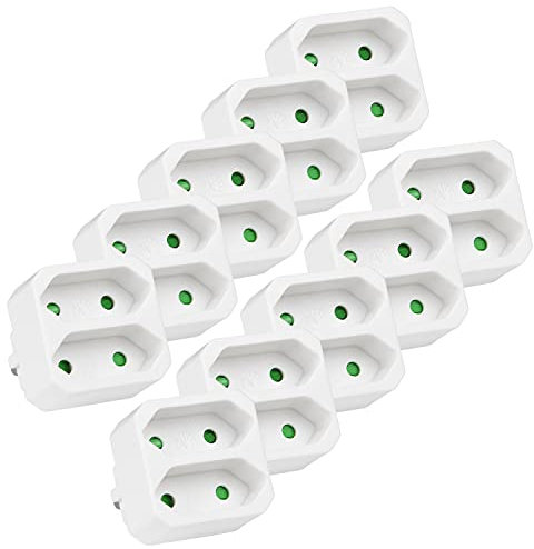 HEITECH 2 fach Steckdosenadapter - 10x TÜV geprüfte Mehrfachsteckdose ohne Schalter, Belastbarkeit bis max. 1100W - Adapterstecker Mehrfachstecker