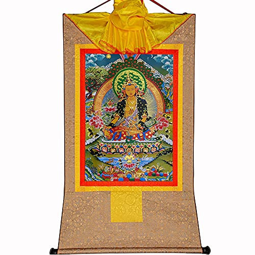 Gandhanra Thangka Tibetische Wandbehang,Ksitigarbha Thangka,Heißgeprägter Buddha Wandteppich für Zen Wohnkultur, Meditation, Spirituelle Entspannung und Ruhe