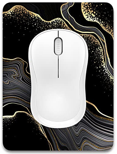 Dapesuom Small Mouse Pad, Mini Mouse Pad 15x20 cm with Non-Slip Rubber Base Waterproof Mouse Mat, Cute MousePad for Women Men Wireless Mouse Laptops Keyboard Tray Home Office Travel, Black Marble