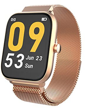 Trevi T-FIT 260 Plus Smartwatch Smart Fitness Band mit Erkennung von Körpertemperatur und Blutdruck, Bluetooth, Gesundheits- und Wellness-Überwachung, wasserdicht IP68, Gold