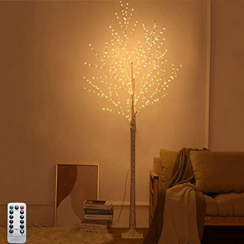 LED Lichterbaum 210 cm Baum Lichter Birkenoptik 448 LEDs Warmweiß Weihnachtsbaum lichter mit Fernbedienung 8 Lichtmodi Verstellbare Äste Weihnachtsdeko Baum mit Beleuchtung für Hochzeit Festival Party