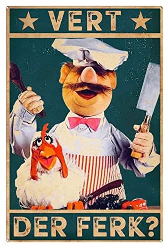 Metallschild im Vintage-Stil, schwedischer Koch, Muppet-Koch, lustige Sonne, Küchengeschenk, Wandkunst, Vintage-Blechschild, 20,3 x 30,5 cm