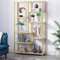 Tribesigns Bücherregal, Büroregal mit 8 offene Ablagen, Regal mit Metallrahmen, Moderne Gold Standregal für Wohnzimmer, Arbeitszimmer, Büro,100 x 30 x 180 cm (weiß+Gold)