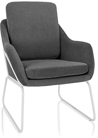 hjh OFFICE 719226 Lounge Sessel LAGUNO W Stoff moderner Relaxsessel mit Kufengestell im Industrial-Design, gepolstert, Dunkelgrau