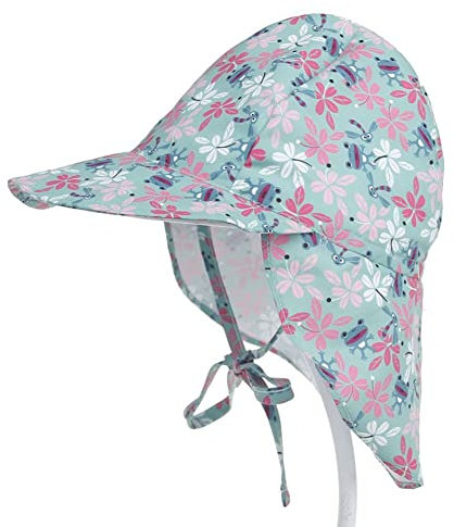 FedMois Baby Kleinkinder Sonnenhut Sommermütze einstellbar UV-Shutz, Frosch, 3-18 Monate