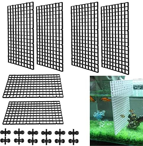 6 Stücke Aquarium Trennwand, Aquarium Tank Grid Trennung, Fisch Tank Teiler für Aquarium Unten Box Divider Saugnapf Aquarium Isolation Fisch Tank Teiler mit 12 Aquarium Divider Saugnap