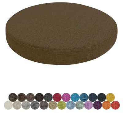 Lsjoaw Rund Sitzkissen Stuhlkissen 45 X 45 X 8CM(1 Pieces) Leinen Sitzpolster Abnehmbares Memory Schaum Runde Sitzauflage für Stuhl Bank Hocker Haus Küche Esszimmer Garten Büro,Flachsbraun