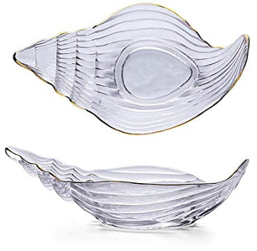 Piatti da insalata in vetro, 20,3 cm, piatti piani e piatti per pasta e dessert, piatti da portata per antipasti, sushi, frutta (ciotola di conchiglia)
