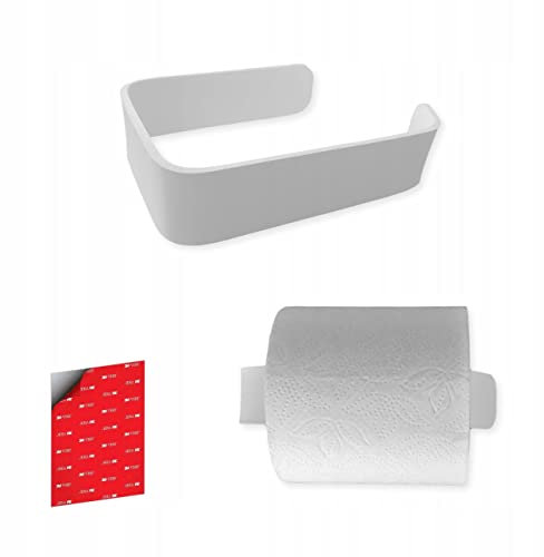 STALFORM Toilettenpapierhalter ohne Bohren 14,5 cm - Klopapierhalter Weiß Selbstklebend - Badzimmer - WC Rollenhalter - LOFT Design - Klorollenhalter Edelstahl