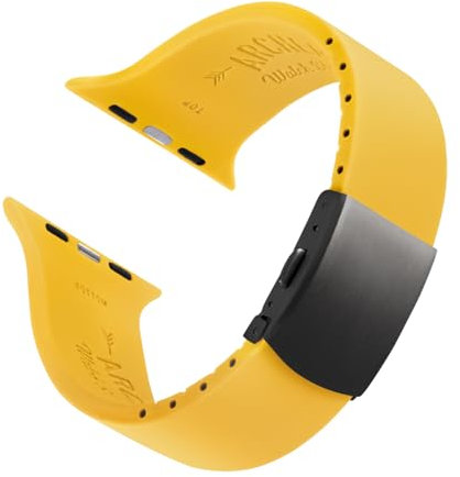Archer Watch Straps - Cinturini Su Misura in Silicone per Apple Watch (Giallo Napoli, Chiusura Grigia, 40/41/42mm)
