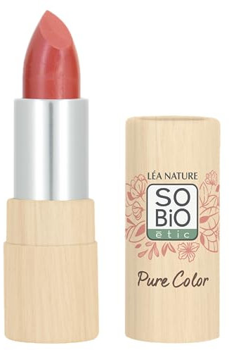 LÉA NATURE SO BiO étic| Rouge à lèvres Satiné certifié Bio – Pure Color | Corail lumière | Effet brillant & satiné | Couvrance homogène | Lèvres nourries | Beurre de Karité |Vegan|Made in France|4,5g