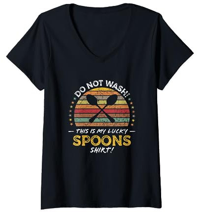 Spoons Game Funny Quote Retro Vintage 60s Graphic V-Neck T-Shirt